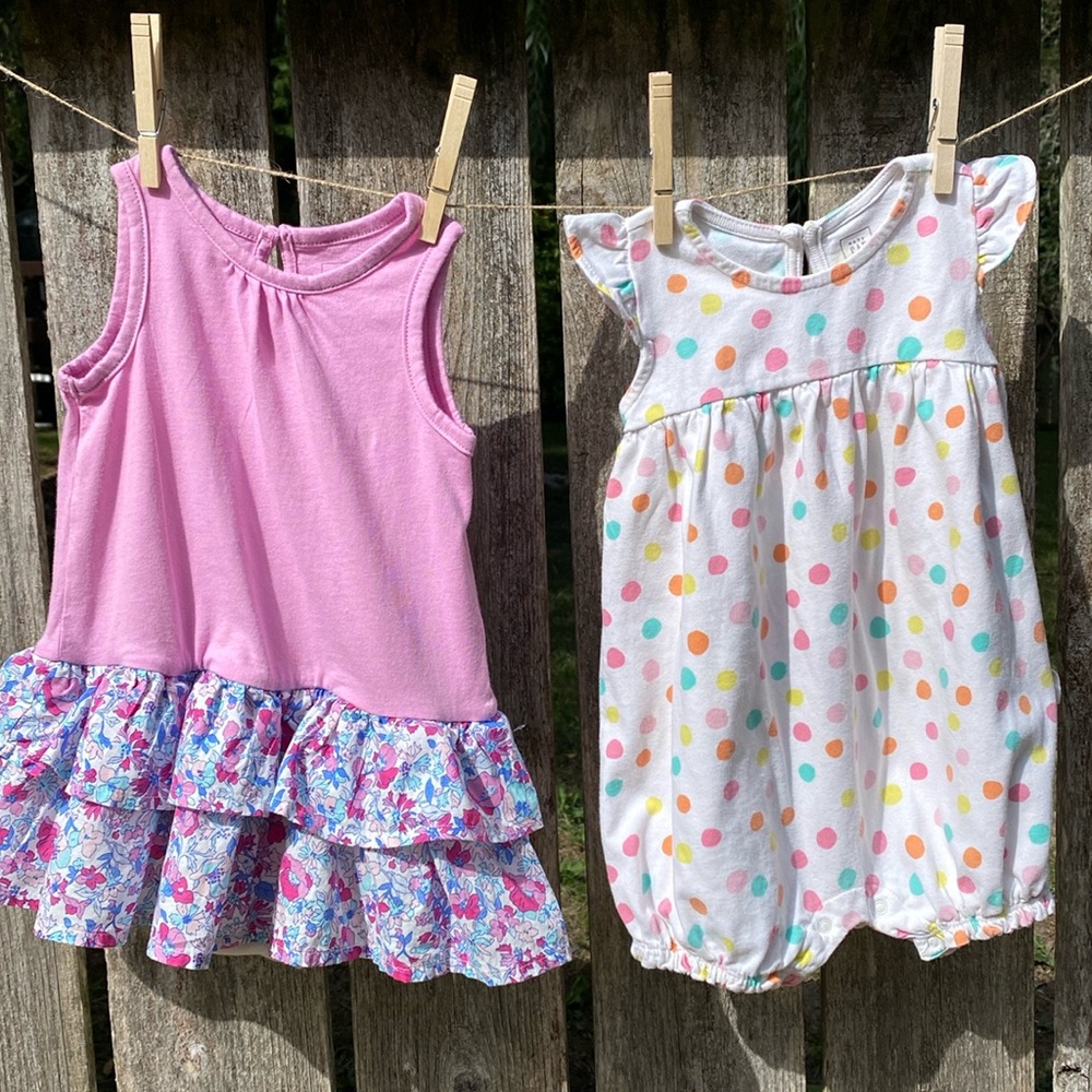 Baby Gap bodysuit dress and organic cotton flutter bodysuit (Size 6-12 months)
